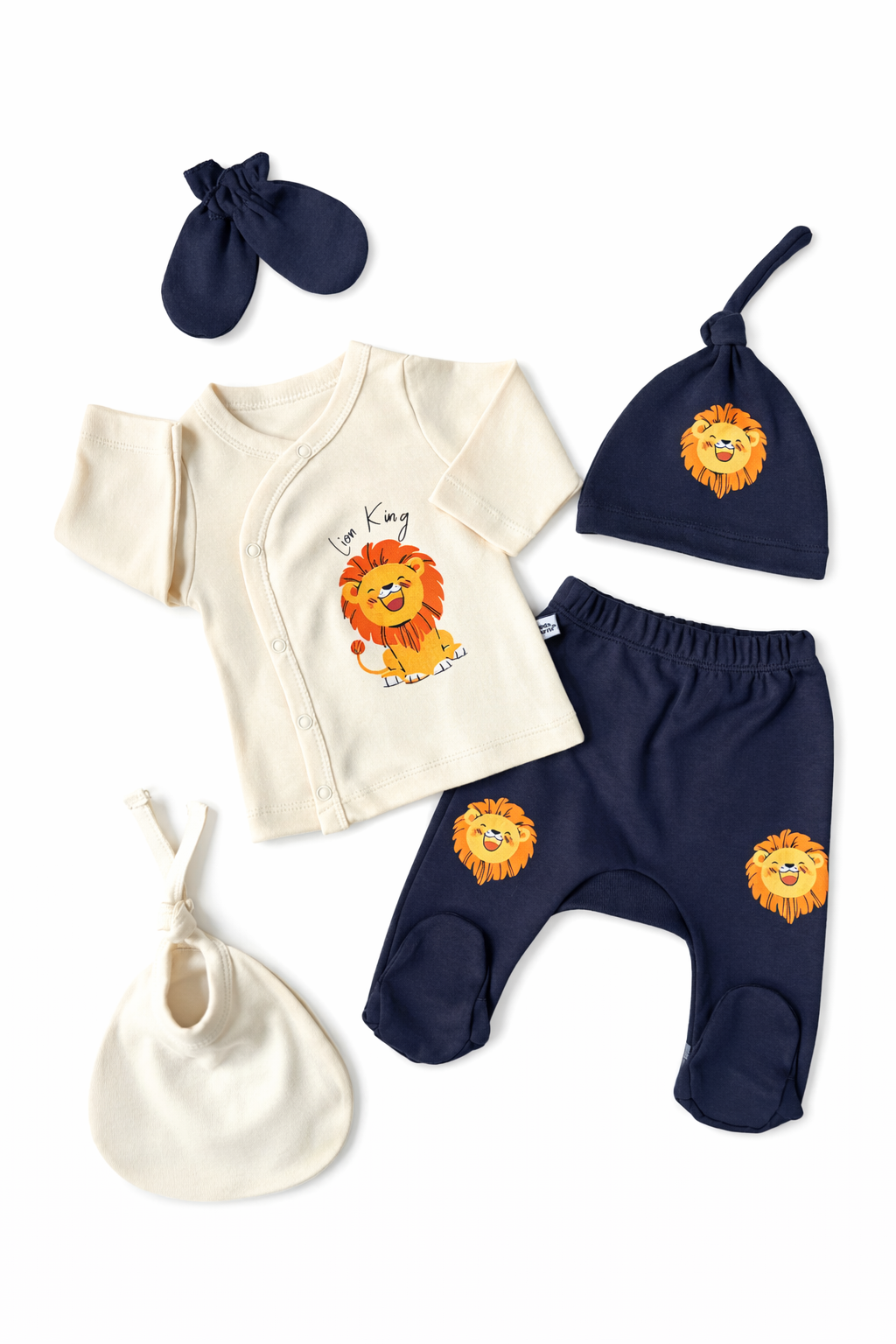 🦁 Ensemble Naissance Lion – Lot de 5 Pièces