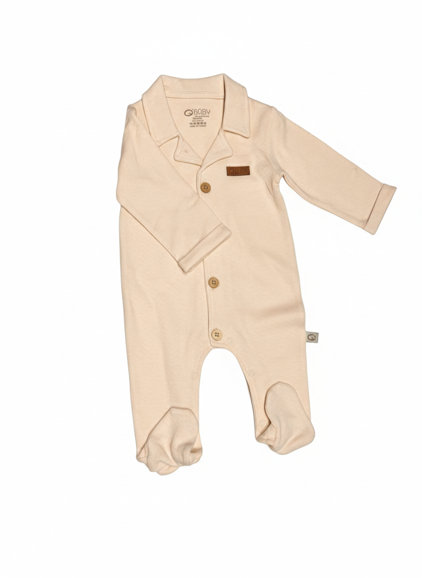 Ensemble Naissance 1 Pièces – Maille Texturée Vert Sauge & Crème Douce