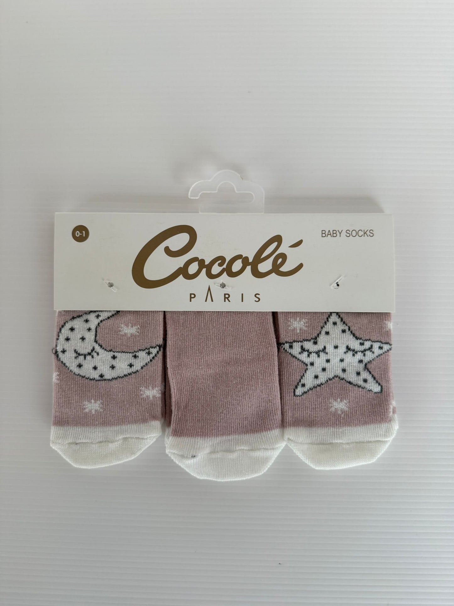 Lot de 3 chaussettes bébé – Motifs lune & étoile – Douces et confortables – 0-1 an