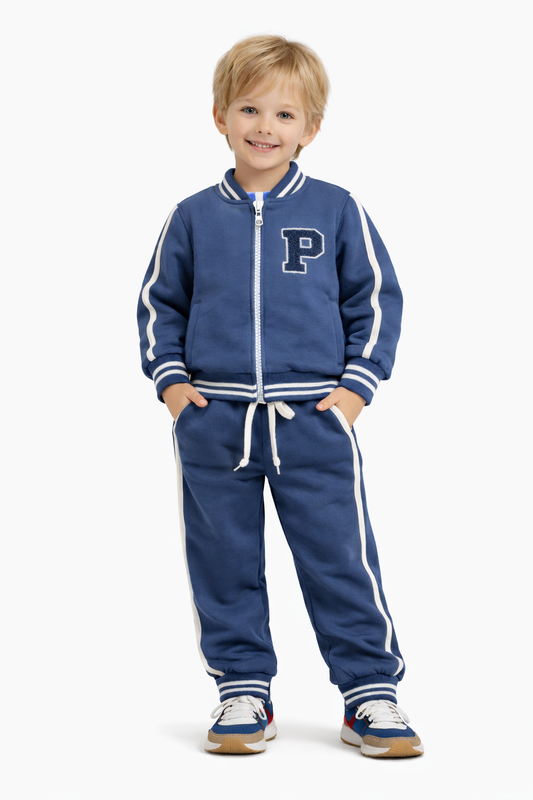 Ensemble enfant bleu marine – Veste zippée & jogging style sportswear intemporel 💙