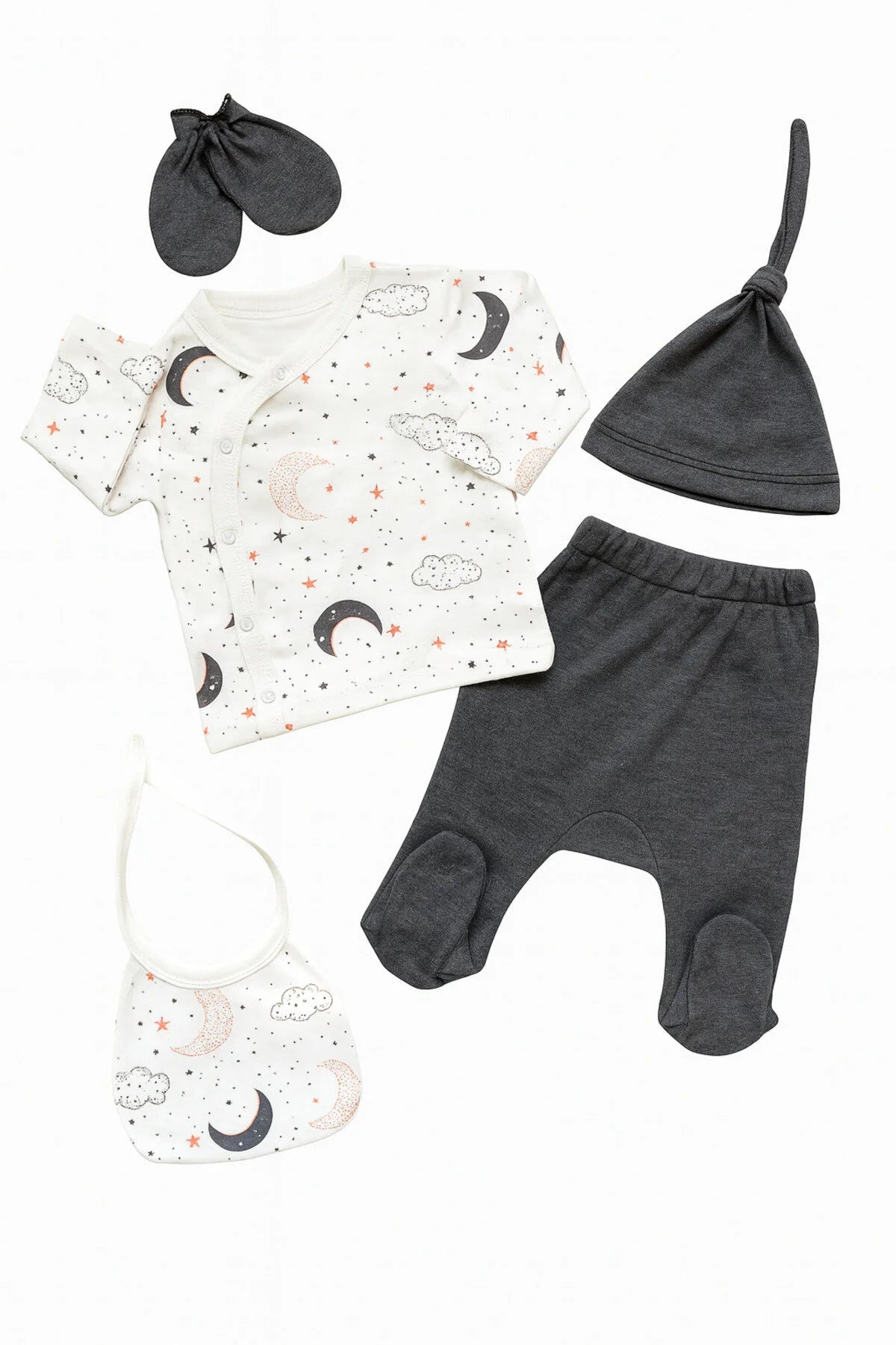 Ensemble Naissance Bébé 5 Pièces Motif Lune & Étoiles