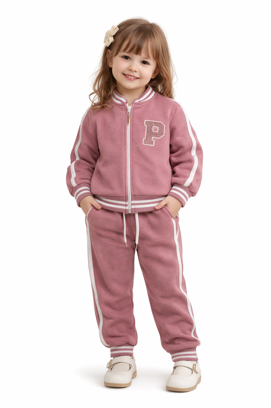 Ensemble enfant rose poudré – Veste zippée & jogging style sporty chic 💗✨