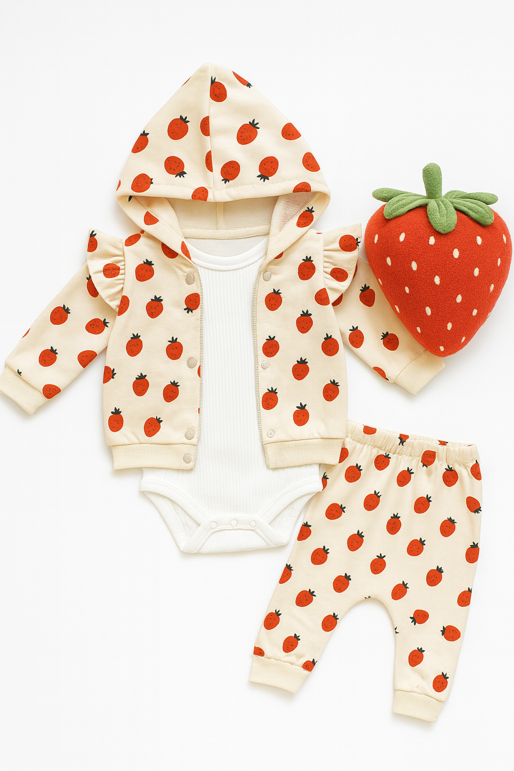🍓 Ensemble Bébé 3 Pièces – Fraises