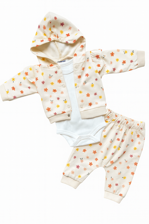 Ensemble Bébé 3 Pièces – Fleurs