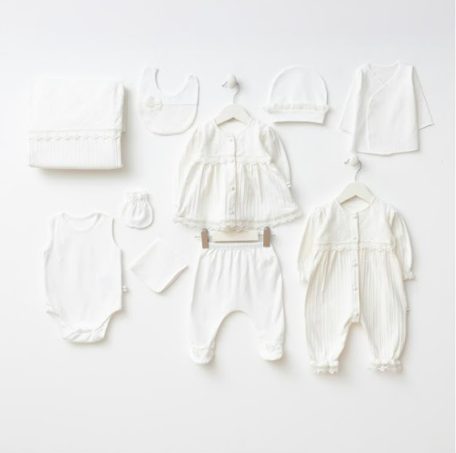 Coffret Naissance Ivoire – Ensemble Bébé Complet Élégant