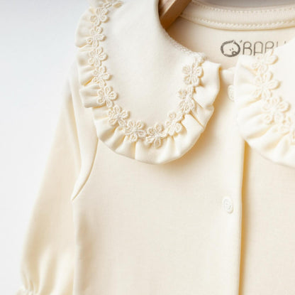 Combinaison naissance écrue avec bandeau – élégance et douceur pour bébé 🤍✨