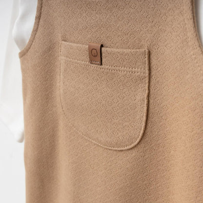 Ensemble naissance beige camel salopette et body – douceur et élégance pour bébé 🤍✨