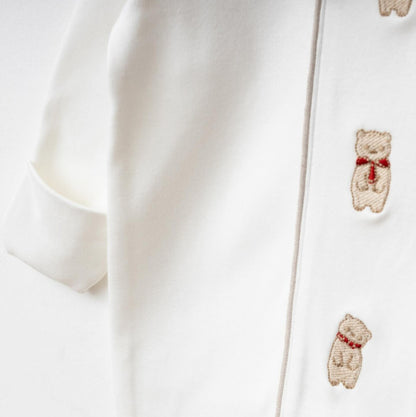 Ensemble naissance blanc & col beige – Douceur élégante et intemporelle 🤍🧸