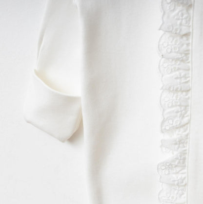Ensemble bébé blanc élégant avec broderies lapins et béguin assorti 🤍👶