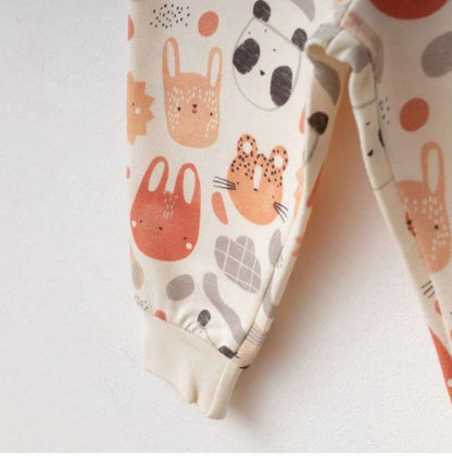 Ensemble bébé motifs animaux écru – Sweat & pantalon confort doux 🧸🤍✨