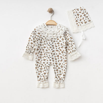Ensemble bébé léopard & dentelle – Élégance douce et tendance 🐆🤍