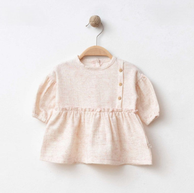 Robe bébé écrue à manches bouffantes – style rétro chic et douceur naturelle 🤍👶👗