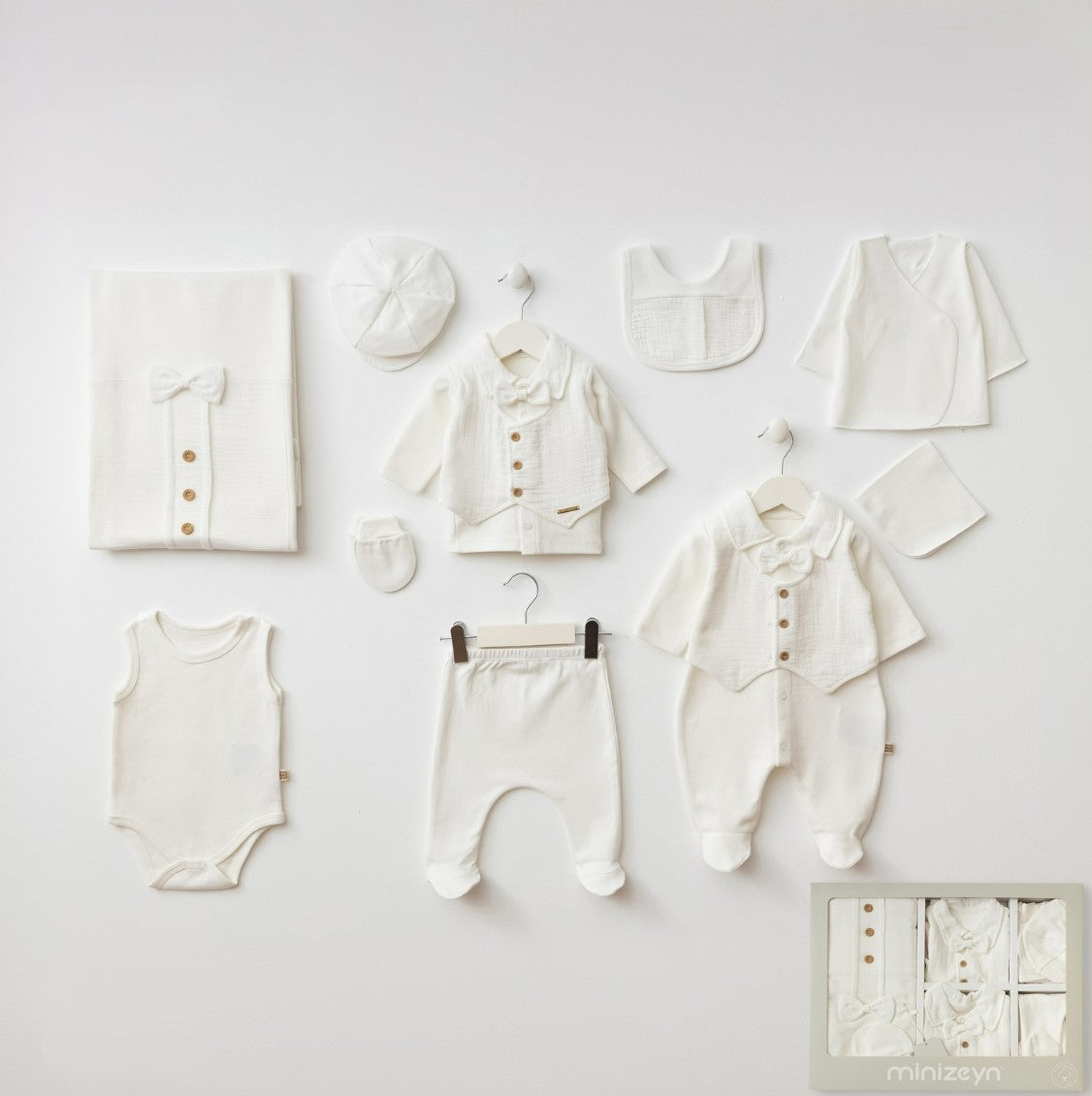Coffret Naissance Blanc Écru 10 Pièces – Élégance & Douceur pour Bébé 🤍👶