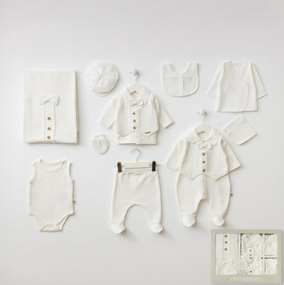 Coffret Naissance Blanc Écru 10 Pièces – Élégance & Douceur pour Bébé 🤍👶