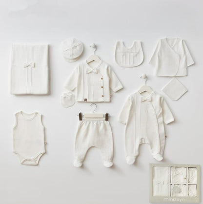 Coffret Naissance Blanc Écru 10 Pièces – Élégance & Douceur pour Bébé 🤍👶