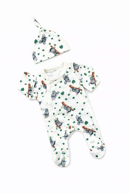 🐨 Pyjama Bébé Koala avec Bonnet – 2 Pièces