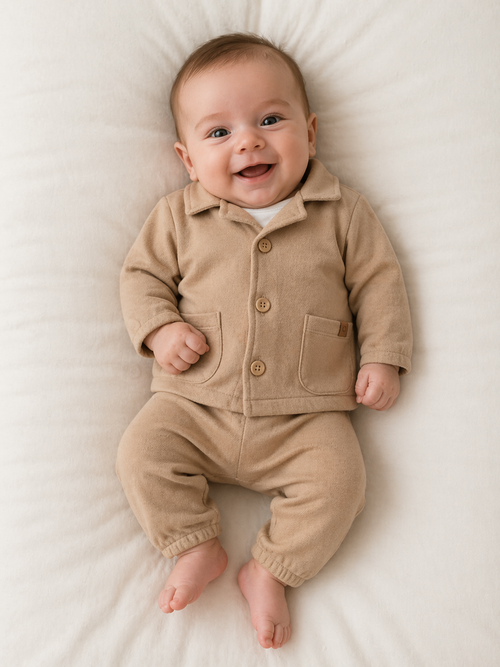 Ensemble naissance beige sable – Douceur & élégance intemporelle pour bébé ✨