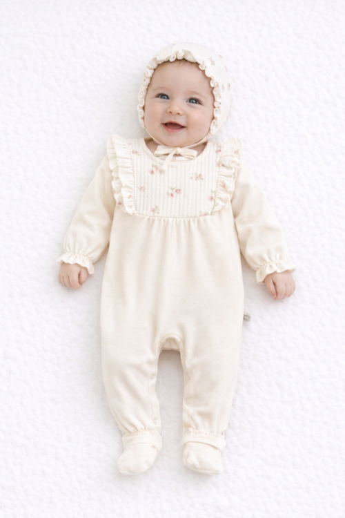 Ensemble Bébé 2 Pièces – Cardigan Bicolore & Pantalon Maille Vert Sauge