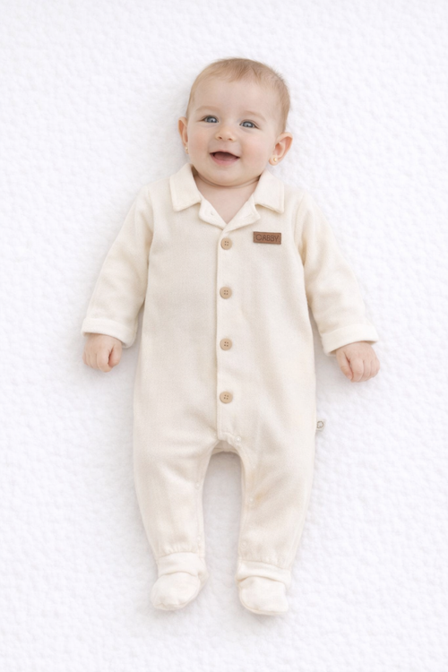 Ensemble Naissance 1 Pièces – Maille Texturée Vert Sauge & Crème Douce