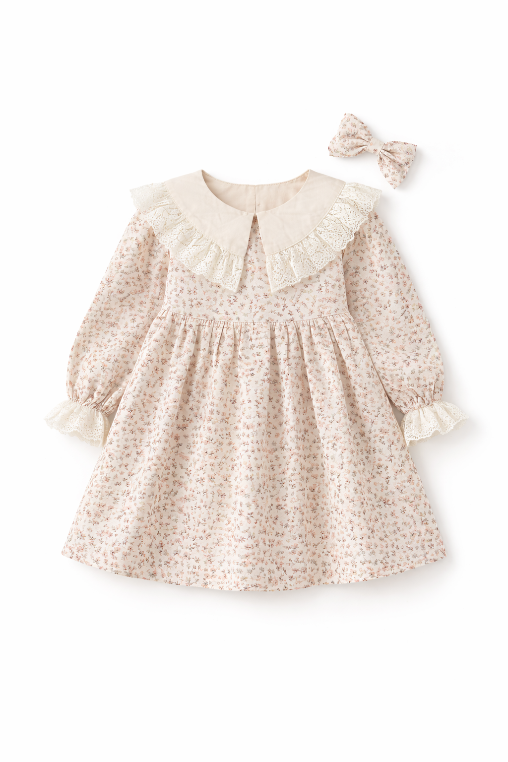 🌸 Kinderkleid mit Blumenmuster und Spitzenkragen – Vintage-Eleganz & romantischer Charme 🤍 