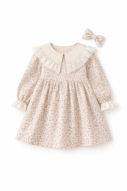 🌸 Kinderkleid mit Blumenmuster und Spitzenkragen – Vintage-Eleganz & romantischer Charme 🤍 
