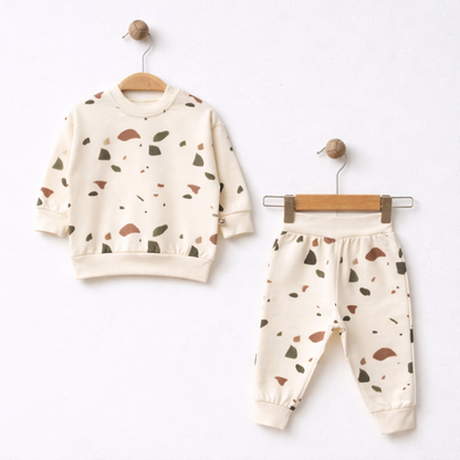 Ensemble naissance écru à motifs – Style moderne et confort pour bébé 🤍✨