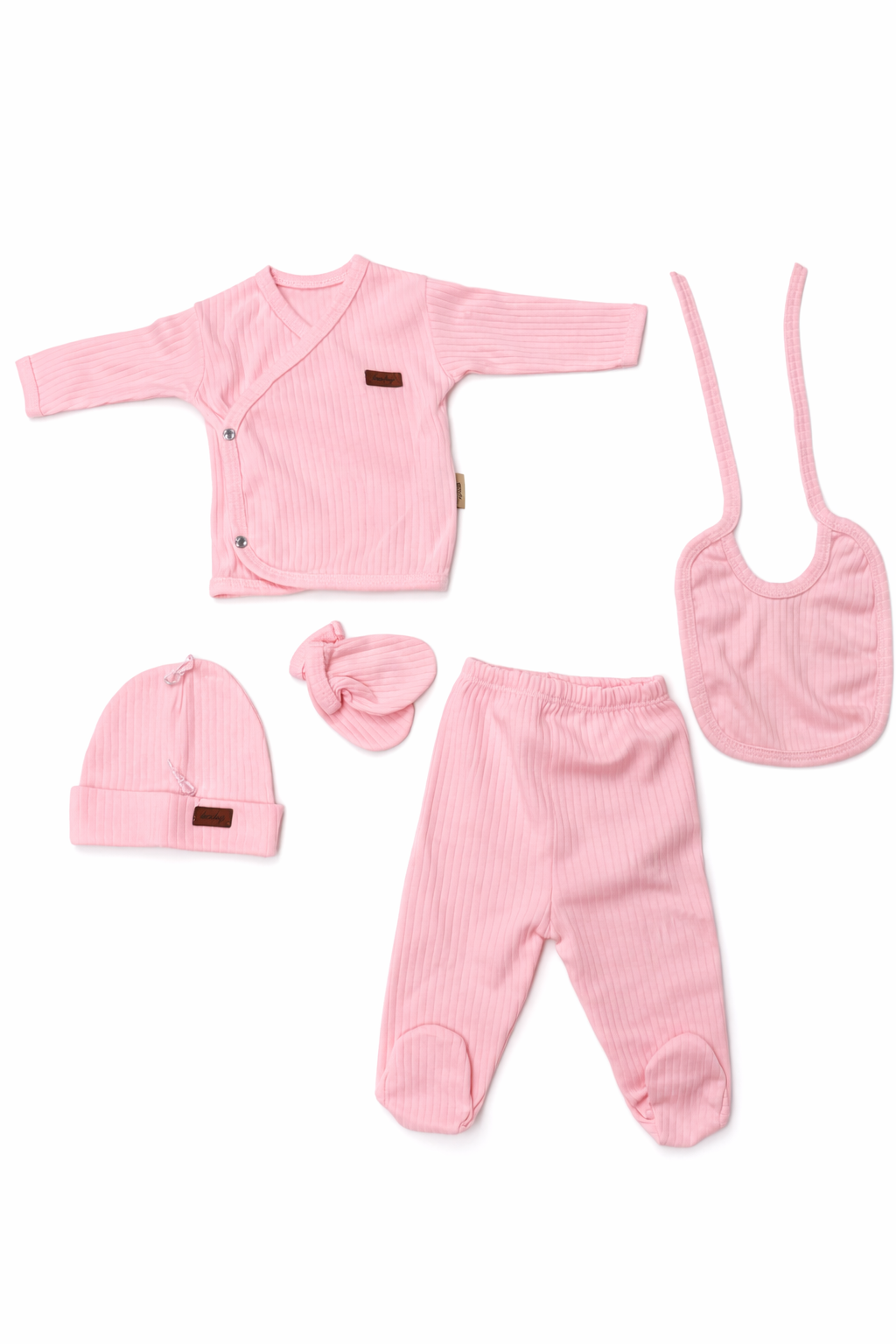 Ensemble naissance rose poudré 5 pièces – Douceur et confort pour bébé 💗✨