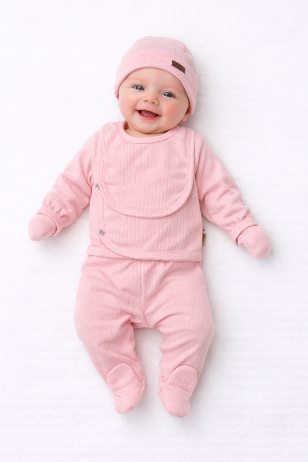 Ensemble naissance rose poudré 5 pièces – Douceur et confort pour bébé 💗✨