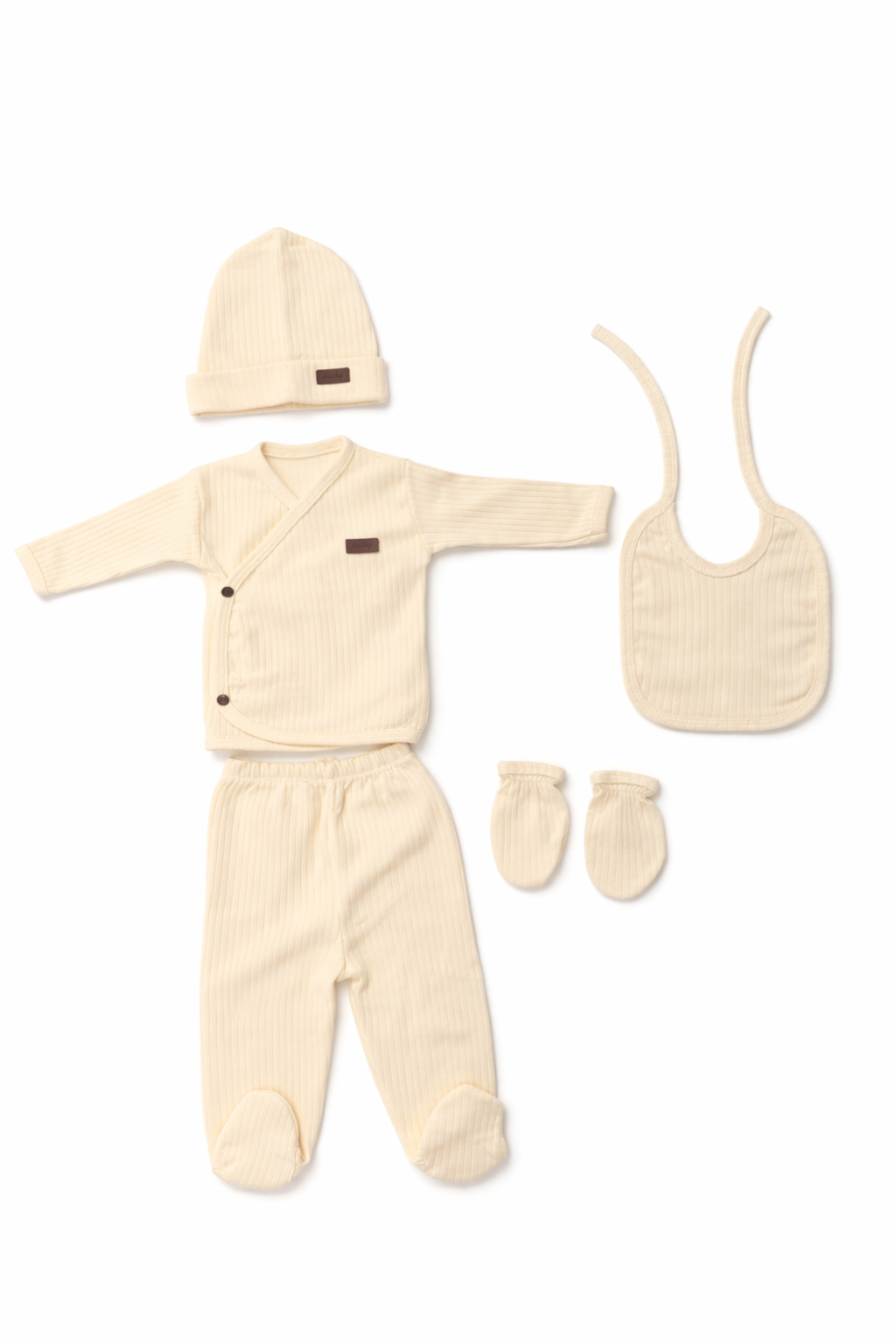 Ecrufarbenes Geburts-Set 5-teilig – Weichheit & Komfort für Babys 🤍✨