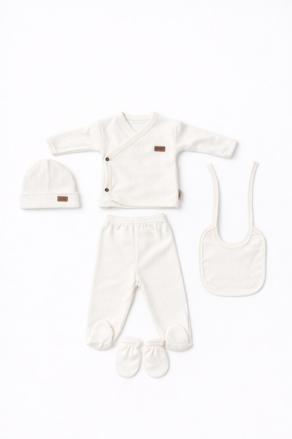 Ensemble naissance écru cache-cœur – Douceur & confort bébé 🤍✨