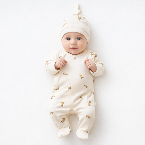 Ensemble Naissance 2 Pièces – Motif Végétal & Look Bohème Chic ✨