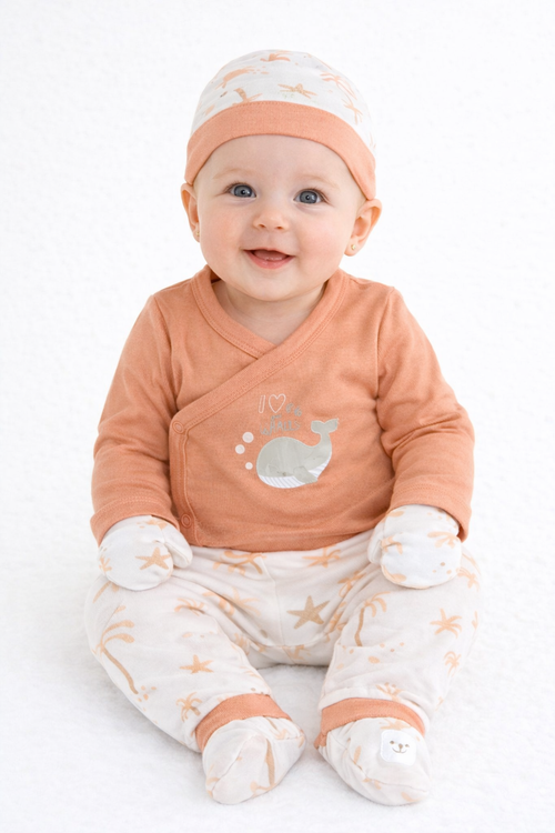 Ensemble bébé 5 pièces “Esprit Marin” – Douceur & Évasion 🐳🌊