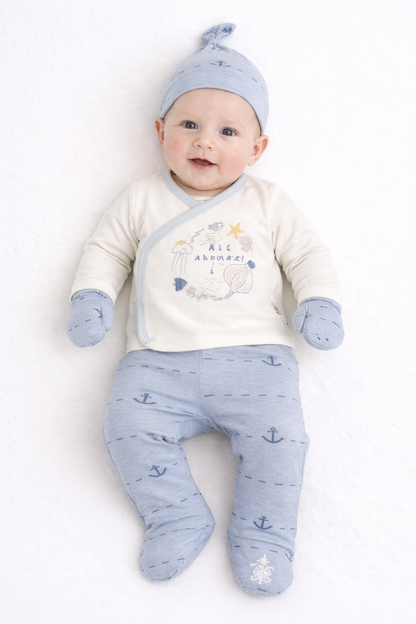 ⚓ 5-teiliges Baby-Matrosen-Set – Sanftheit und Eleganz am Meer 🤍