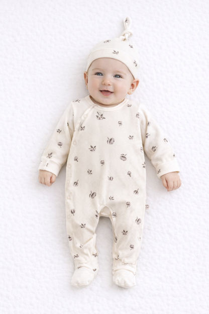 Ensemble Naissance 2 Pièces – Cardigan Bicolore & Pantalon en Maille Vert Sauge
