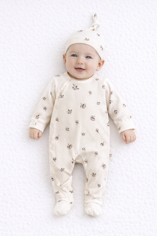 Ensemble Naissance 2 Pièces – Cardigan Bicolore & Pantalon en Maille Vert Sauge