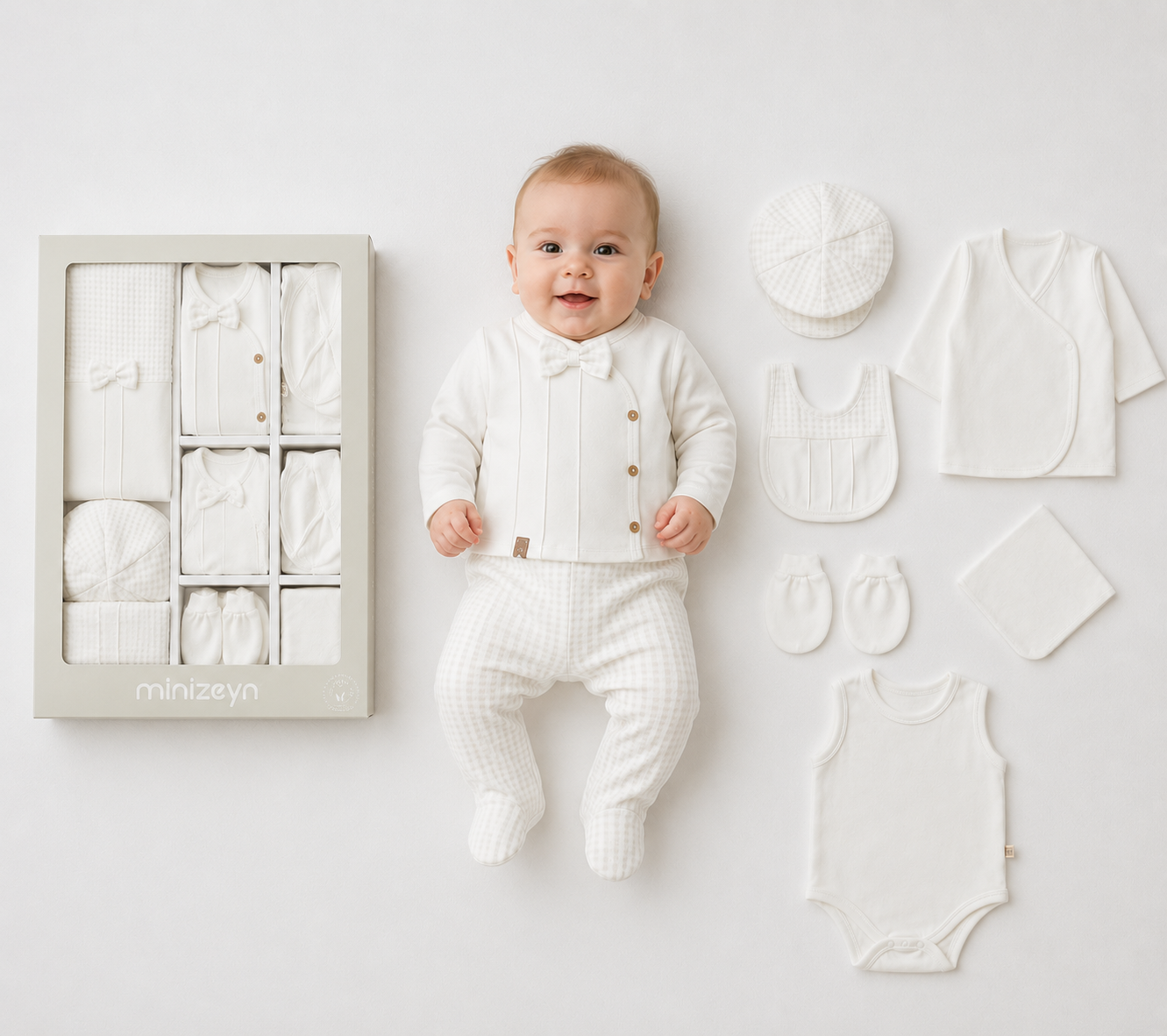 Coffret Naissance Blanc Écru 10 Pièces – Élégance & Douceur pour Bébé 🤍👶