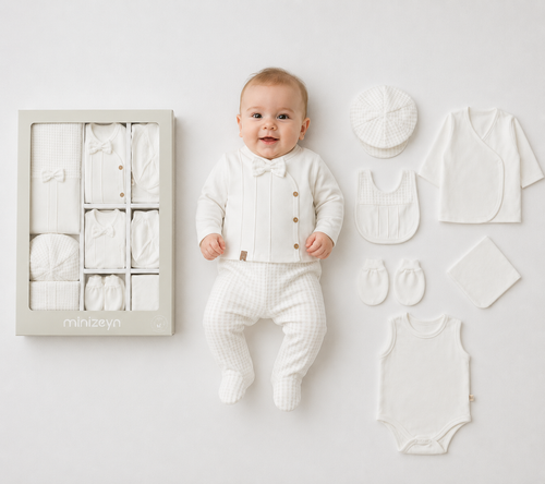 Coffret Naissance Blanc Écru 10 Pièces – Élégance & Douceur pour Bébé 🤍👶