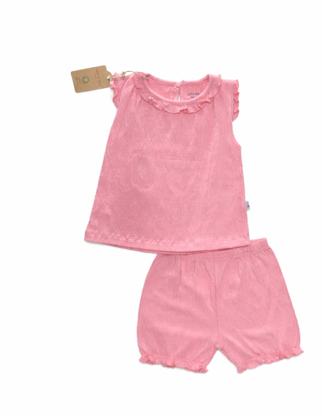 Ensemble d'été 2 pièces en gaze de coton rose – Douceur et Légèreté