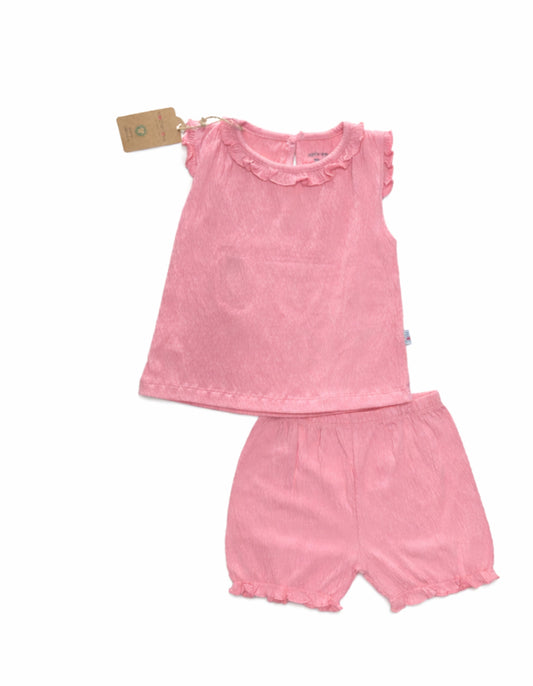 Ensemble d'été 2 pièces en gaze de coton rose – Douceur et Légèreté