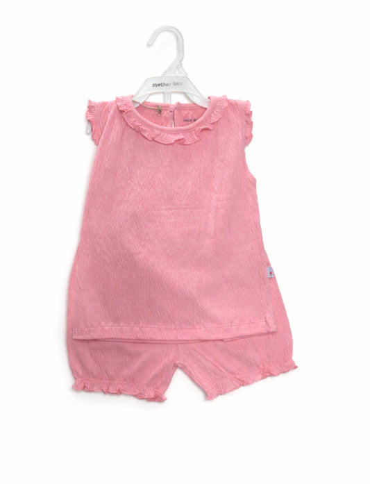 Ensemble d'été 2 pièces en gaze de coton rose – Douceur et Légèreté
