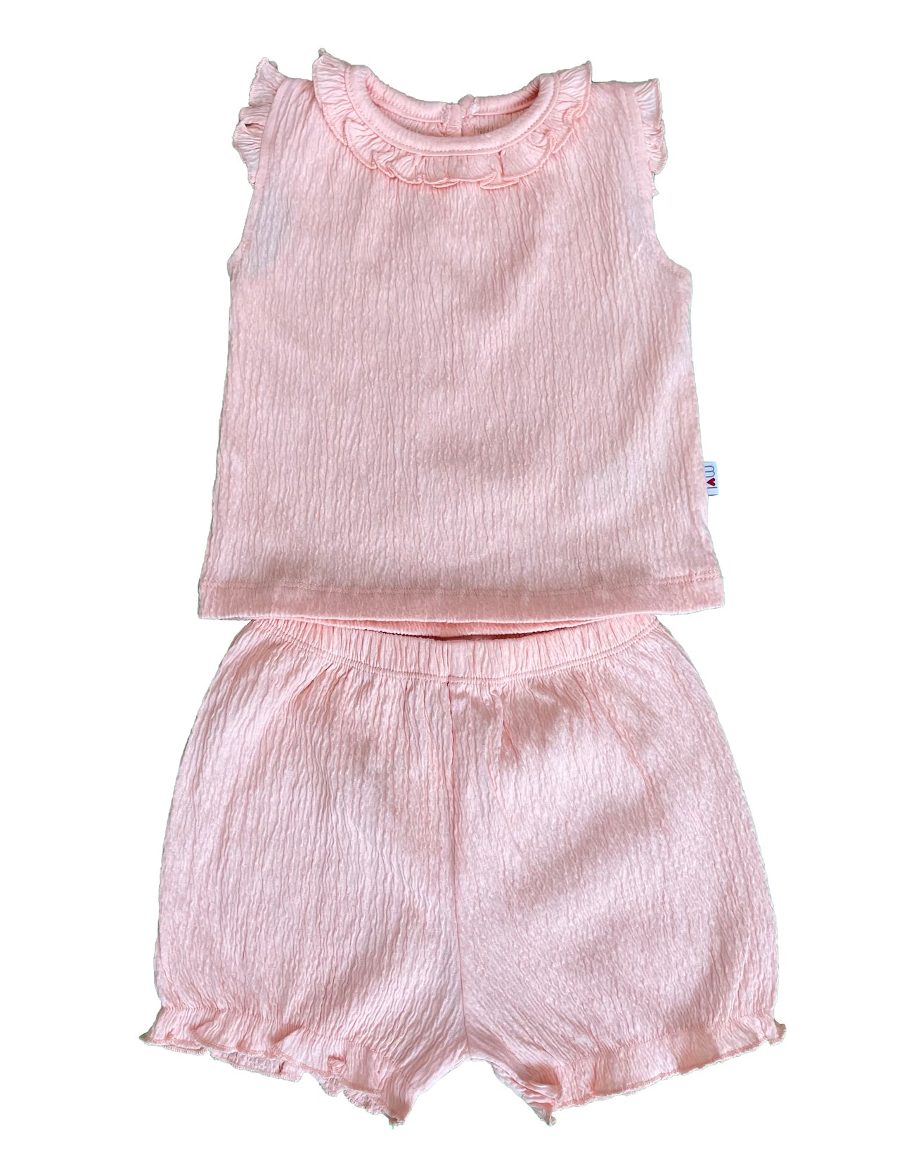 🌸 Puderrosa 2-teiliges Baby-Set – Rüschenoberteil und passende Shorts, sommerliche Zartheit ✨