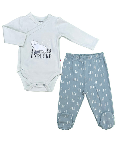 2-piece newborn set – Little bear “Explore” & nature spirit 🌲🐻 