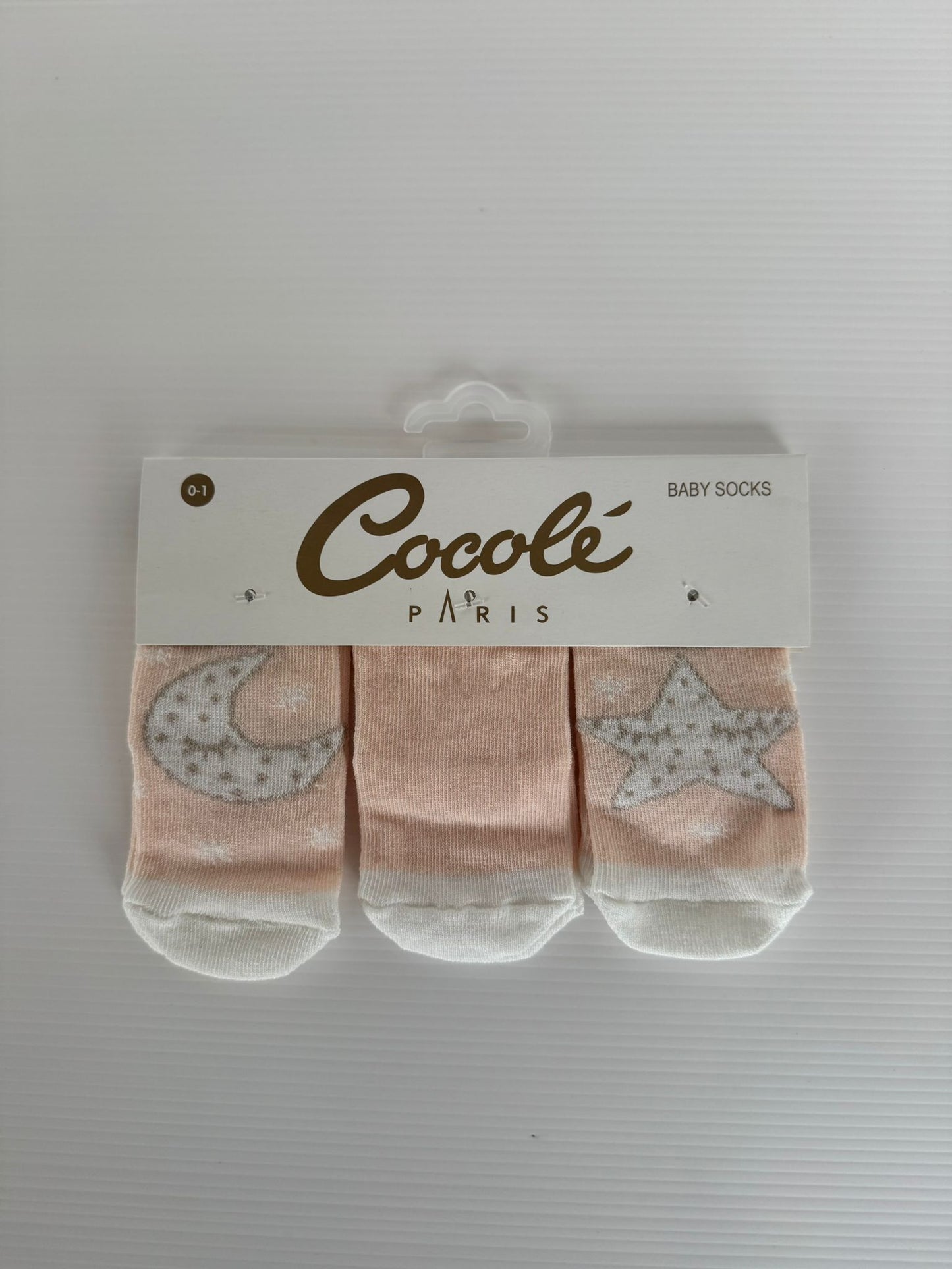 Lot de 3 chaussettes bébé – Motifs lune & étoile – Douces et confortables – 0-1 an